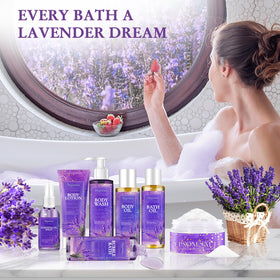 Lavender-scented body wash bottle from DOYEEWO spa set