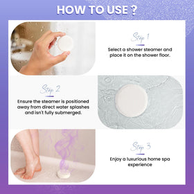 Lavender shower steamer in use during a shower