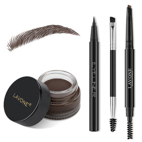 LAVONE Eyebrow Kit contents including pomade, pencil, and eyeliner