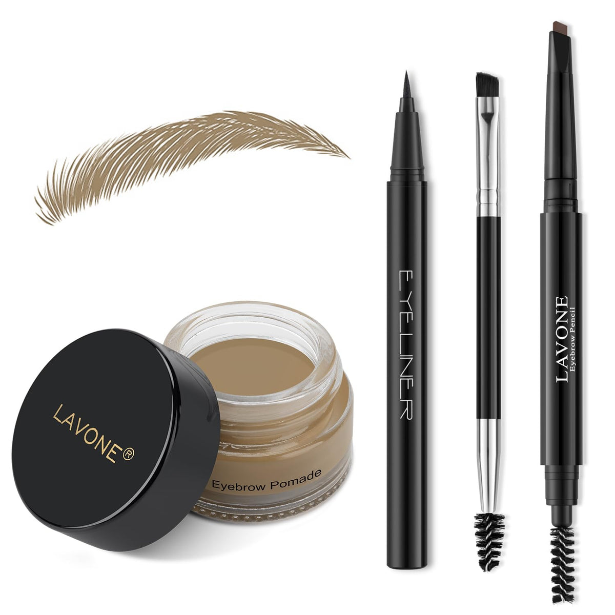 LAVONE Eyebrow Kit with Dark Blonde pomade and Dark Brown pencil