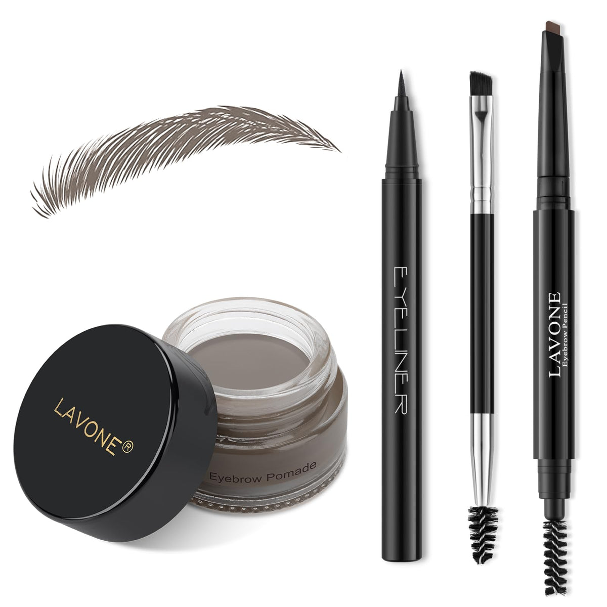 LAVONE Eyebrow Makeup Kit including brow pencil, pomade, and eyeliner