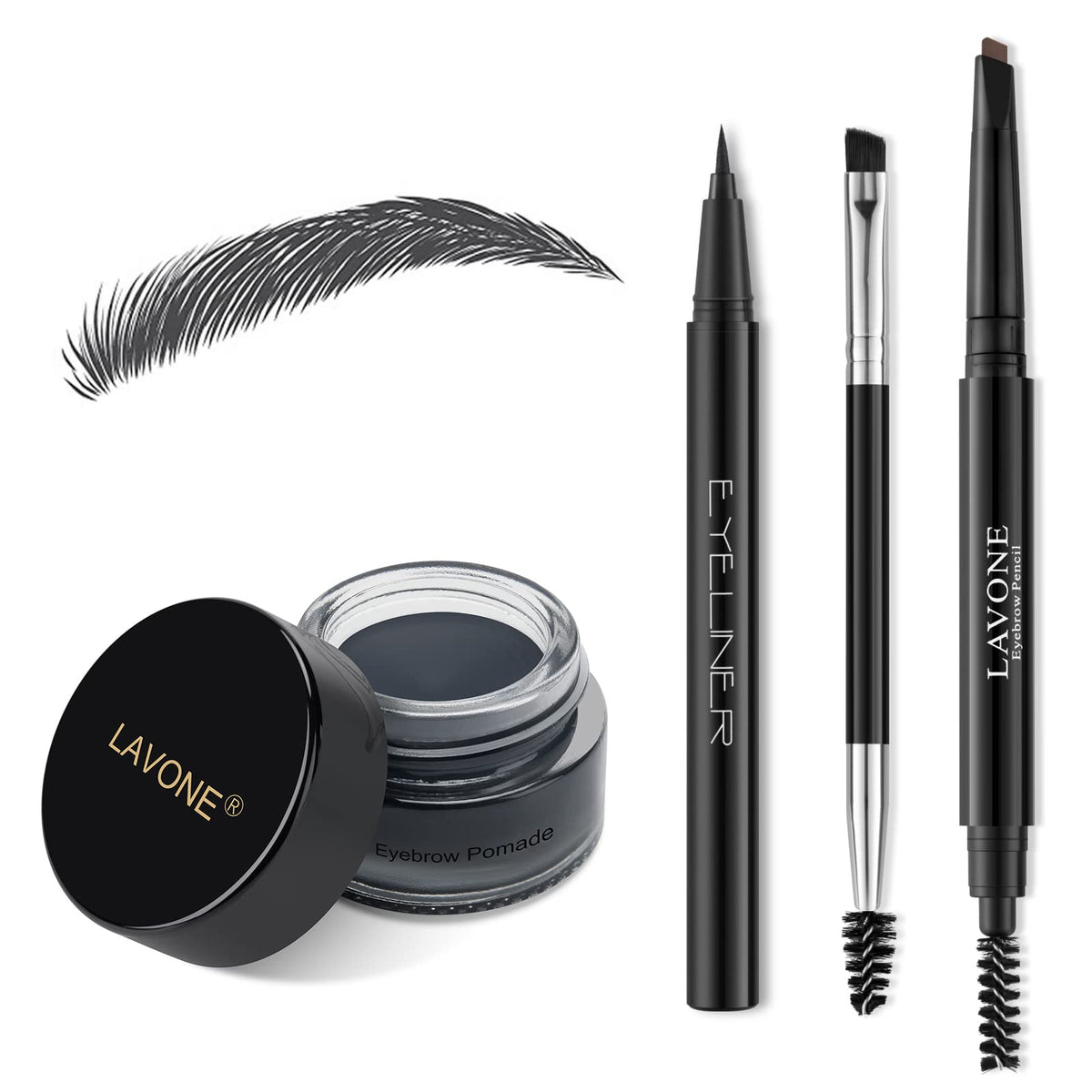 LAVONE Eyebrow Makeup Kit including brow pencil, pomade, and eyeliner