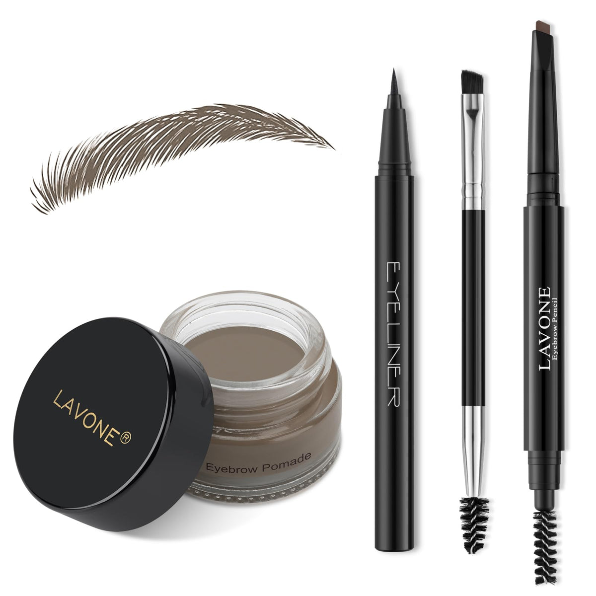 LAVONE Eyebrow Makeup Kit including pomade, pencil, and eyeliner