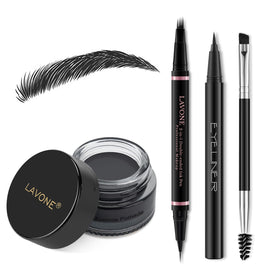 LAVONE Eyebrow Pen Kit contents including eyebrow pencil, pomade, and eyeliner