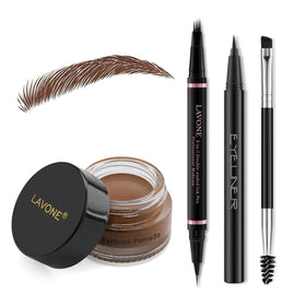 LAVONE Eyebrow Pen Kit front view with soft brown pencil and pomade