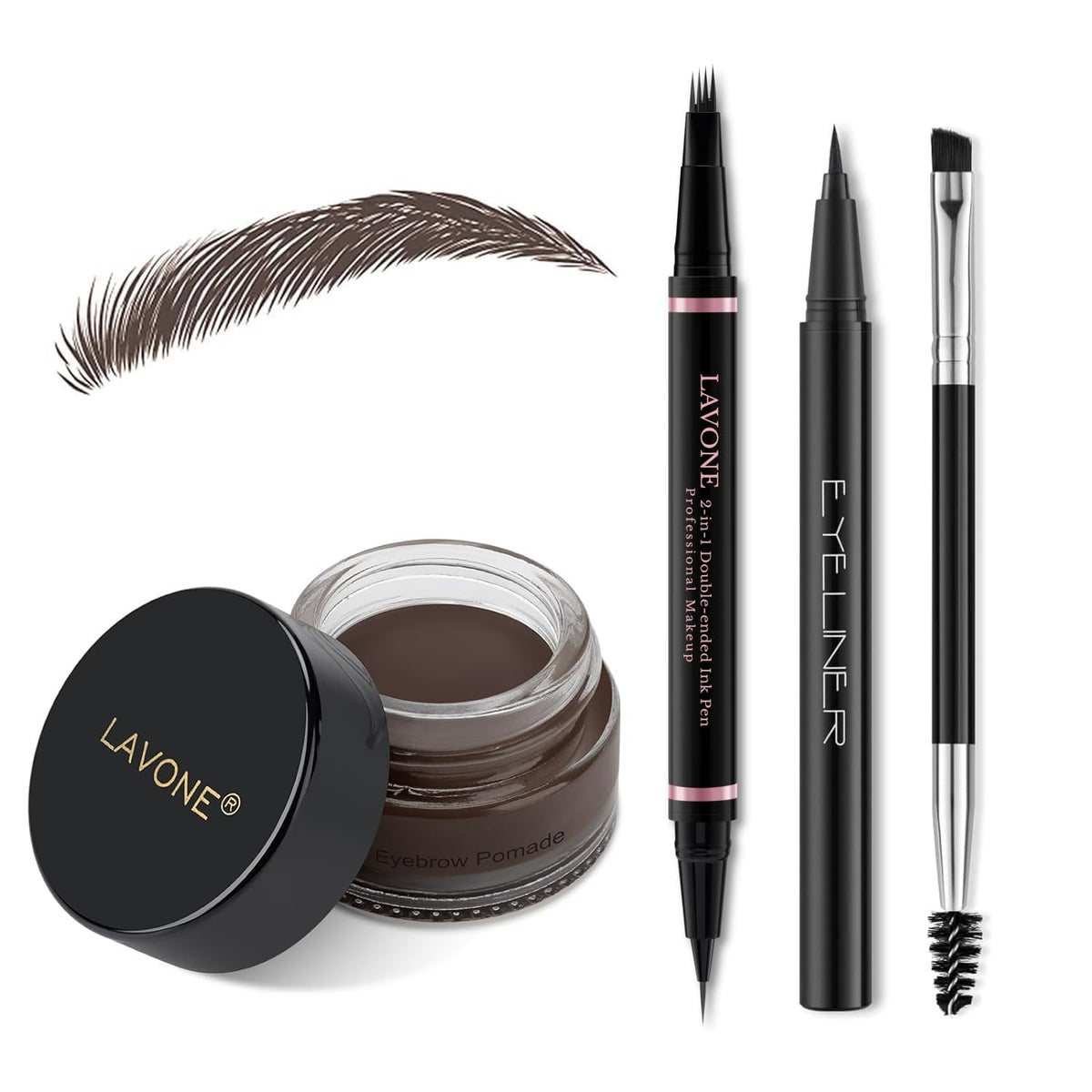 LAVONE Eyebrow Pen Kit including brow pencil, pomade, and brush