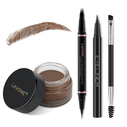LAVONE Eyebrow Pen Kit including pomade and eyeliner in brunette