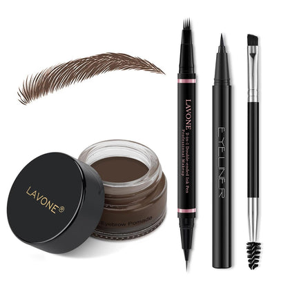 LAVONE Eyebrow Pen Kit with brow pencil, pomade, and brush