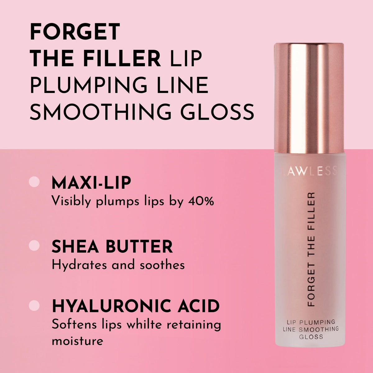 LAWLESS Forget The Filler Lip Plumper Gloss applicator close-up