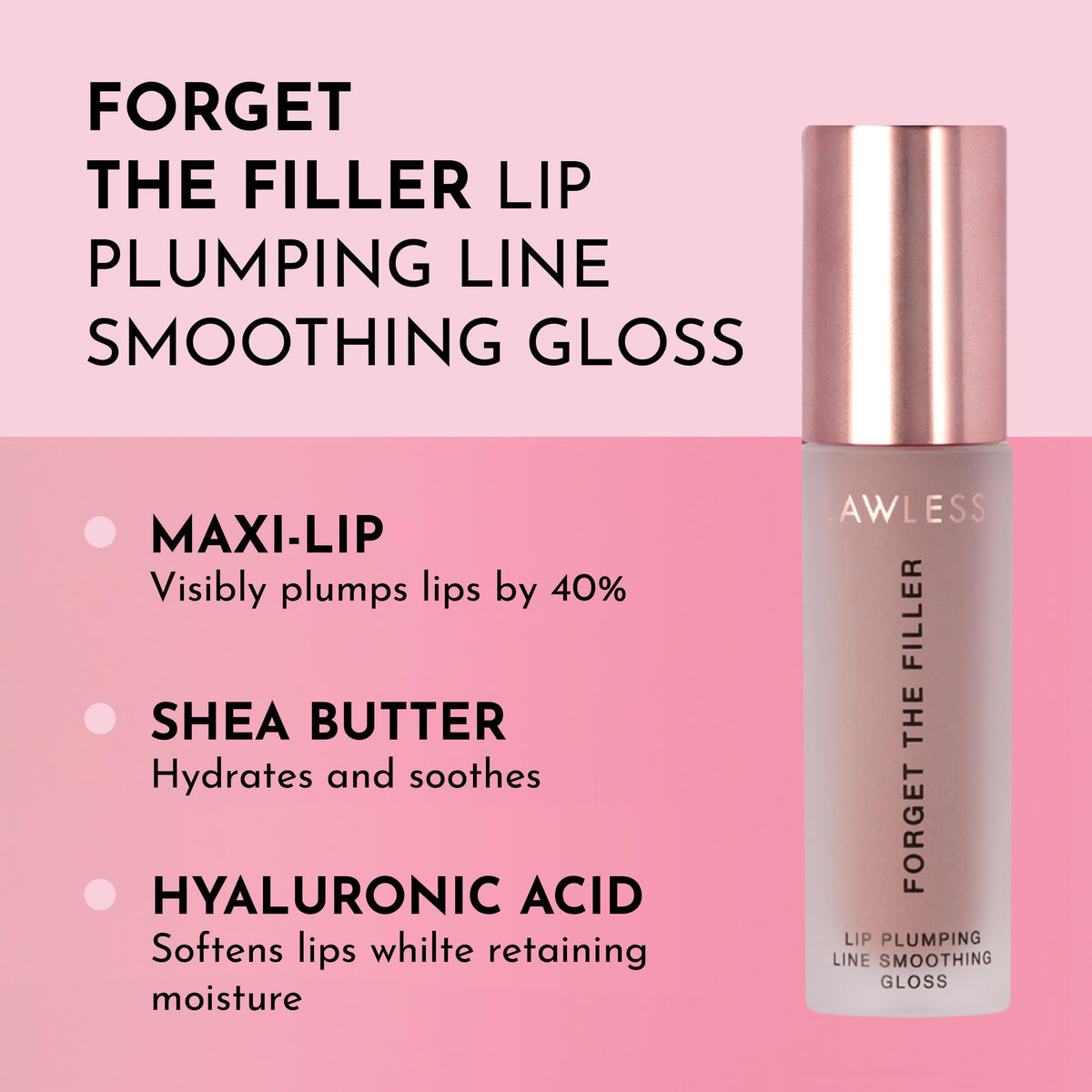 LAWLESS Forget The Filler Lip Plumper Gloss applicator close-up