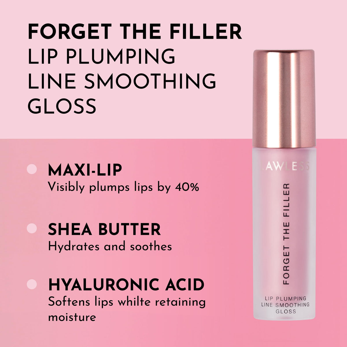 LAWLESS Forget The Filler Lip Plumper Gloss Lavender Sorbet applicator close-up