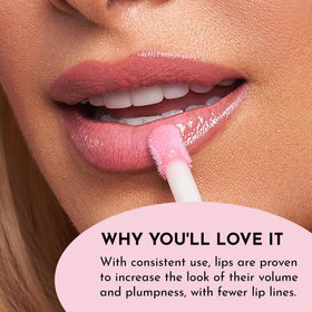 LAWLESS Forget the Filler Lip Plumping Gloss Daisy Girl texture swatch