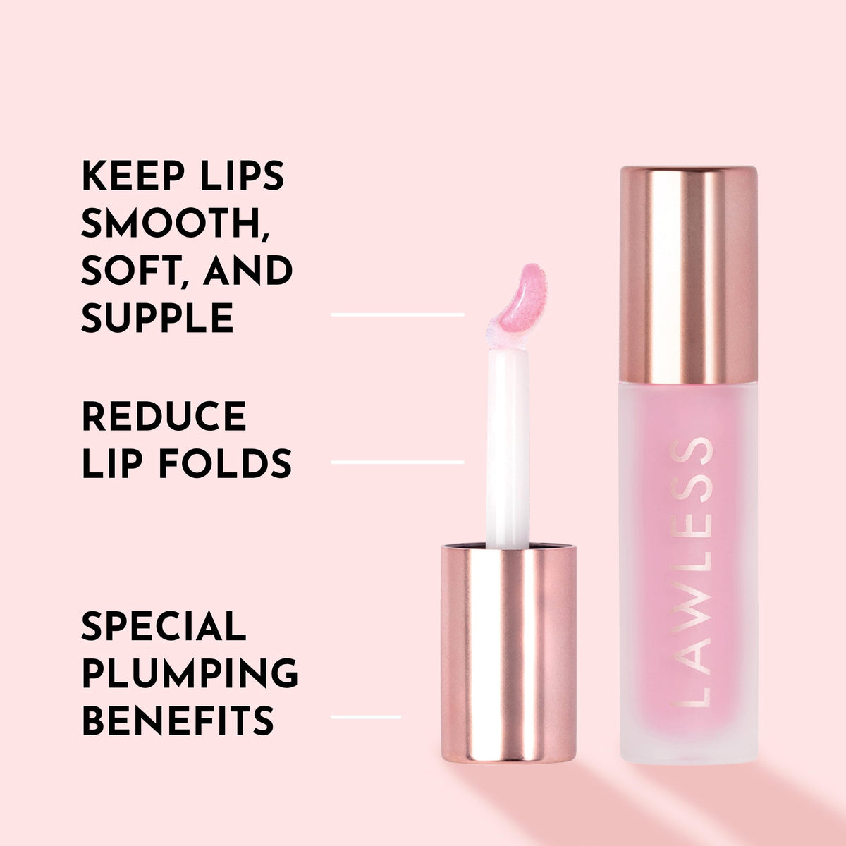 Lawless Lip Plumping Gloss Strawberry Shortcake on lips