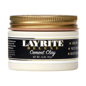 Layrite Deluxe Cement Clay 100g front view with clean matte finish