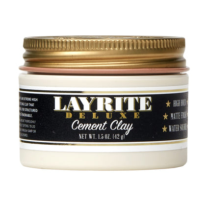 Layrite Deluxe Cement Clay 100g front view with clean matte finish