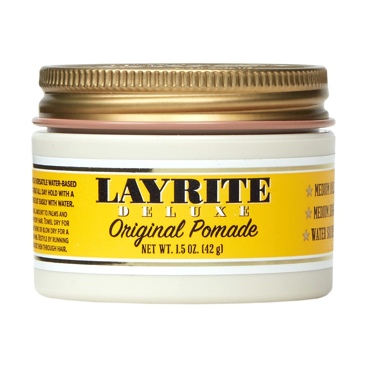Layrite Original Pomade yellow packaging front view
