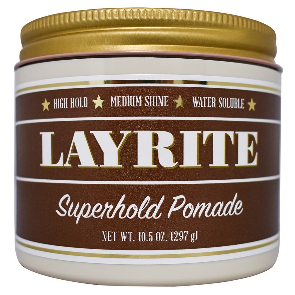 Layrite Superhold Pomade 10.5 oz front view with packaging