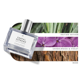 Le Monde Gourmand Santal Eau de Parfum 30ml with floral background