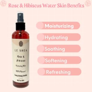 LE SHEA Hibiscus & Rose Water Spray close-up of ingredients