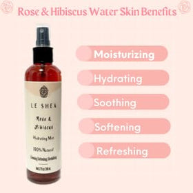 LE SHEA Hibiscus & Rose Water Spray close-up of ingredients