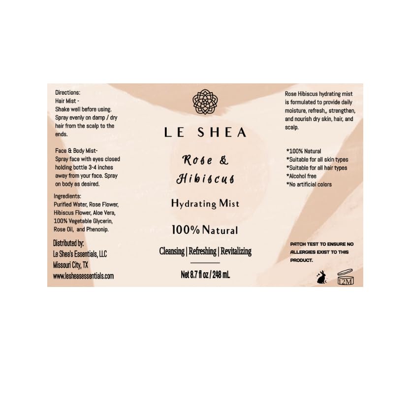 LE SHEA Hibiscus & Rose Water Spray misting on a face