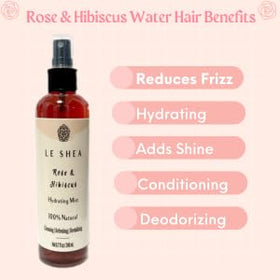 LE SHEA Hibiscus & Rose Water Spray used in a skincare routine