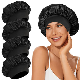 LEADUWAY 4Pcs Satin Bonnet silk hair bonnets front view