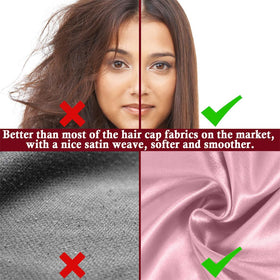 LEADUWAY Silk Bonnet worn by a woman while applying skincare