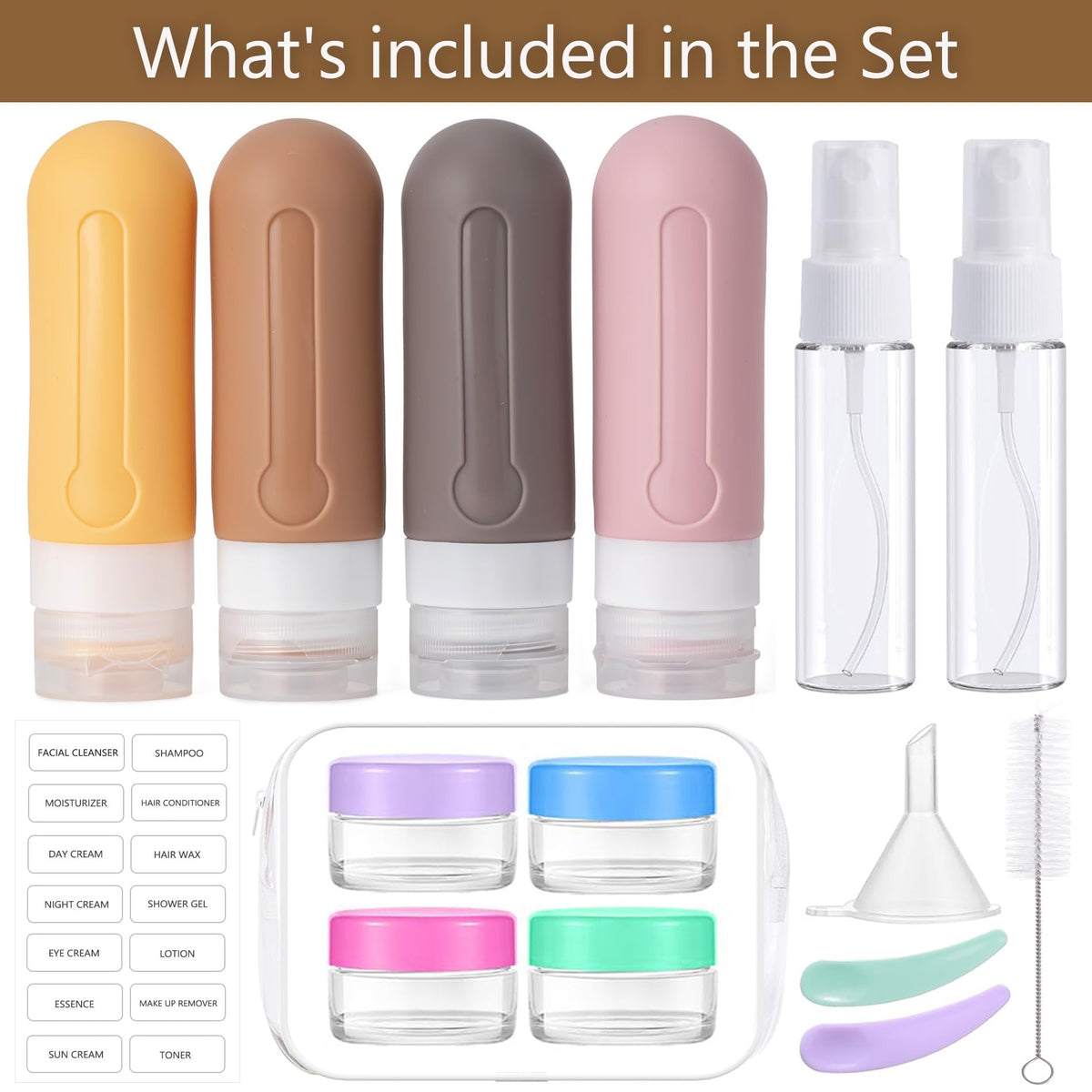 Leak-proof silicone travel bottles in various sizes