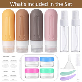Leak-proof silicone travel bottles in various sizes