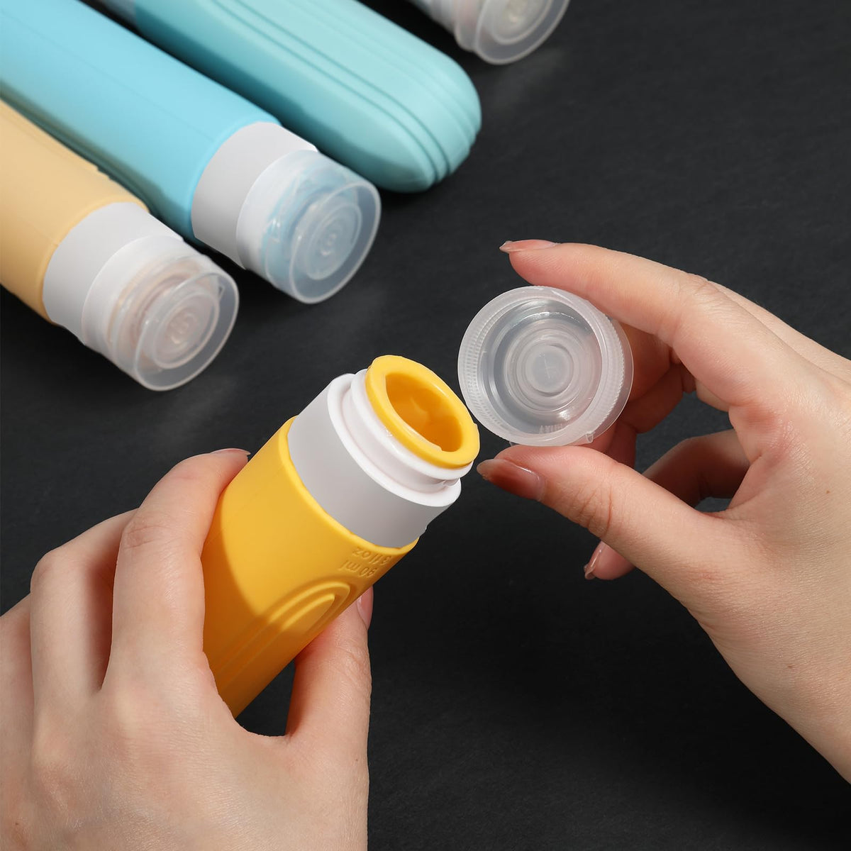 Leakproof design of CHEODIN travel bottles showing triple-layered structure