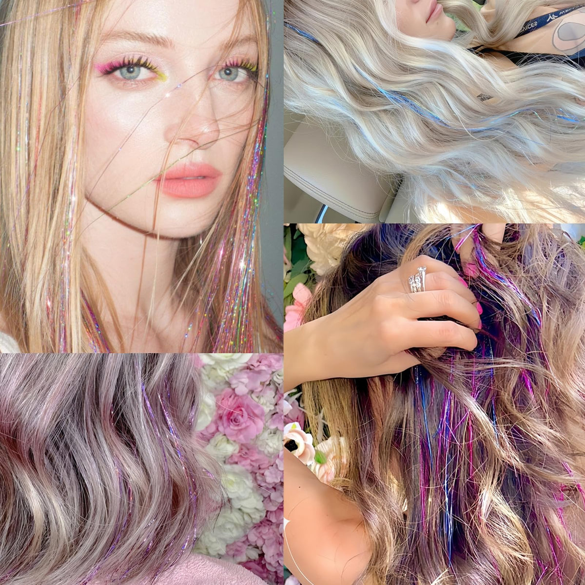LEDIZE Hair Tinsel Kit displayed with colorful rubber bands