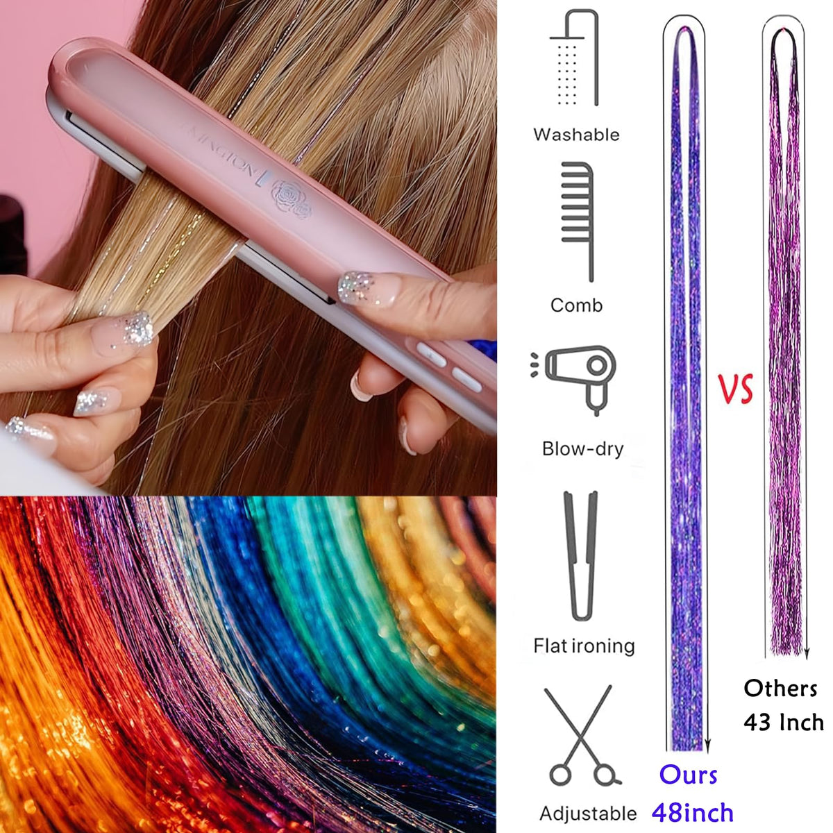 LEDIZE Hair Tinsel Kit featuring vibrant hair tinsel colors