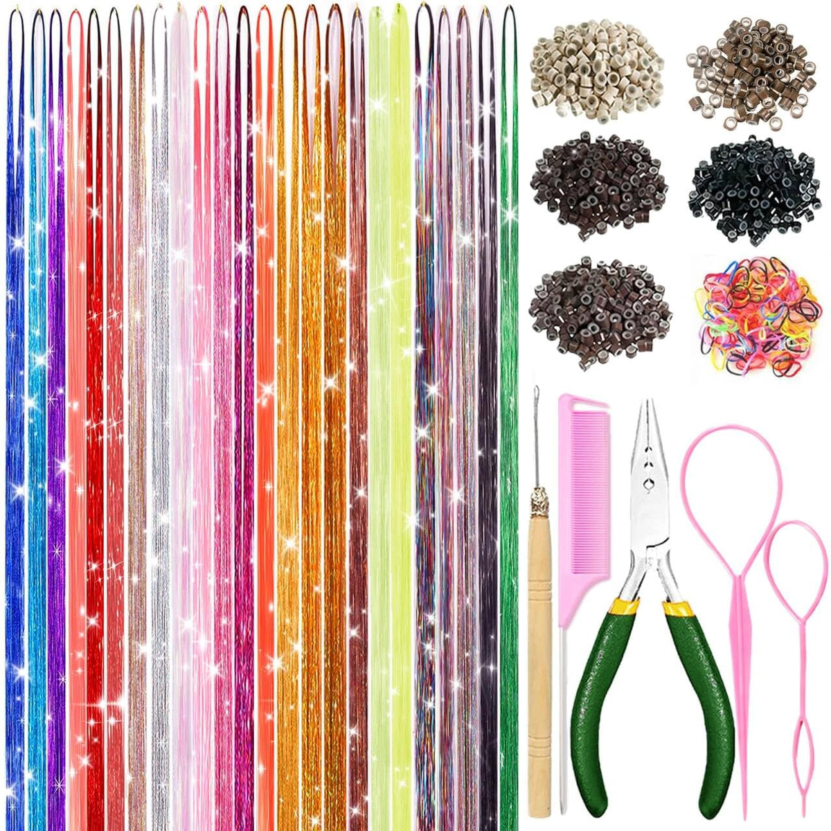 LEDIZE Hair Tinsel Kit with 24 colors and tools
