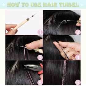 LEDIZE Hair Tinsel Kit with crochet tool and micro rings