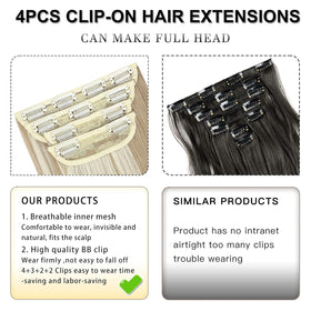 LEEONS 2-clip wefts of hair extensions