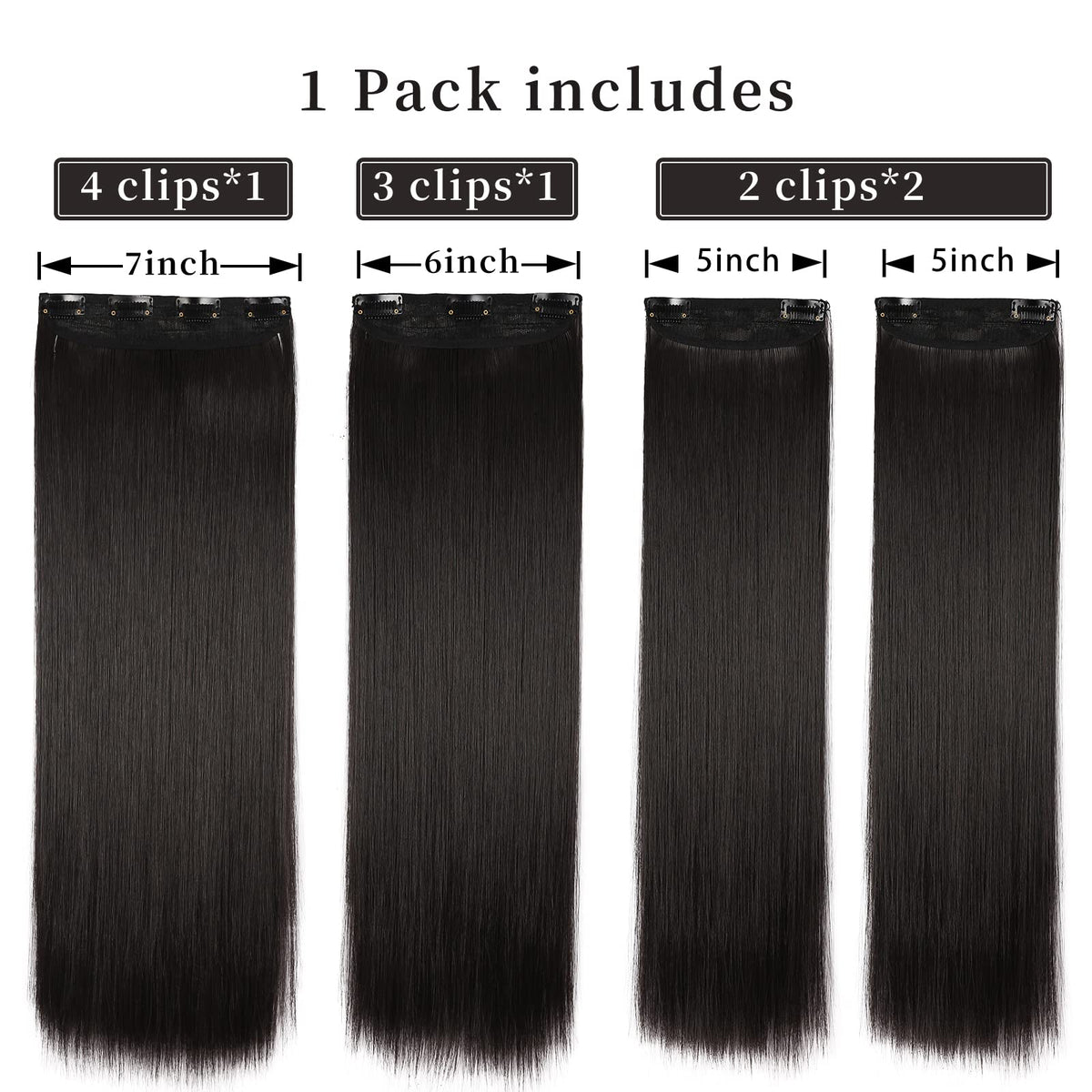 LEEONS 20 Inch Clip-In Extensions close-up of clips