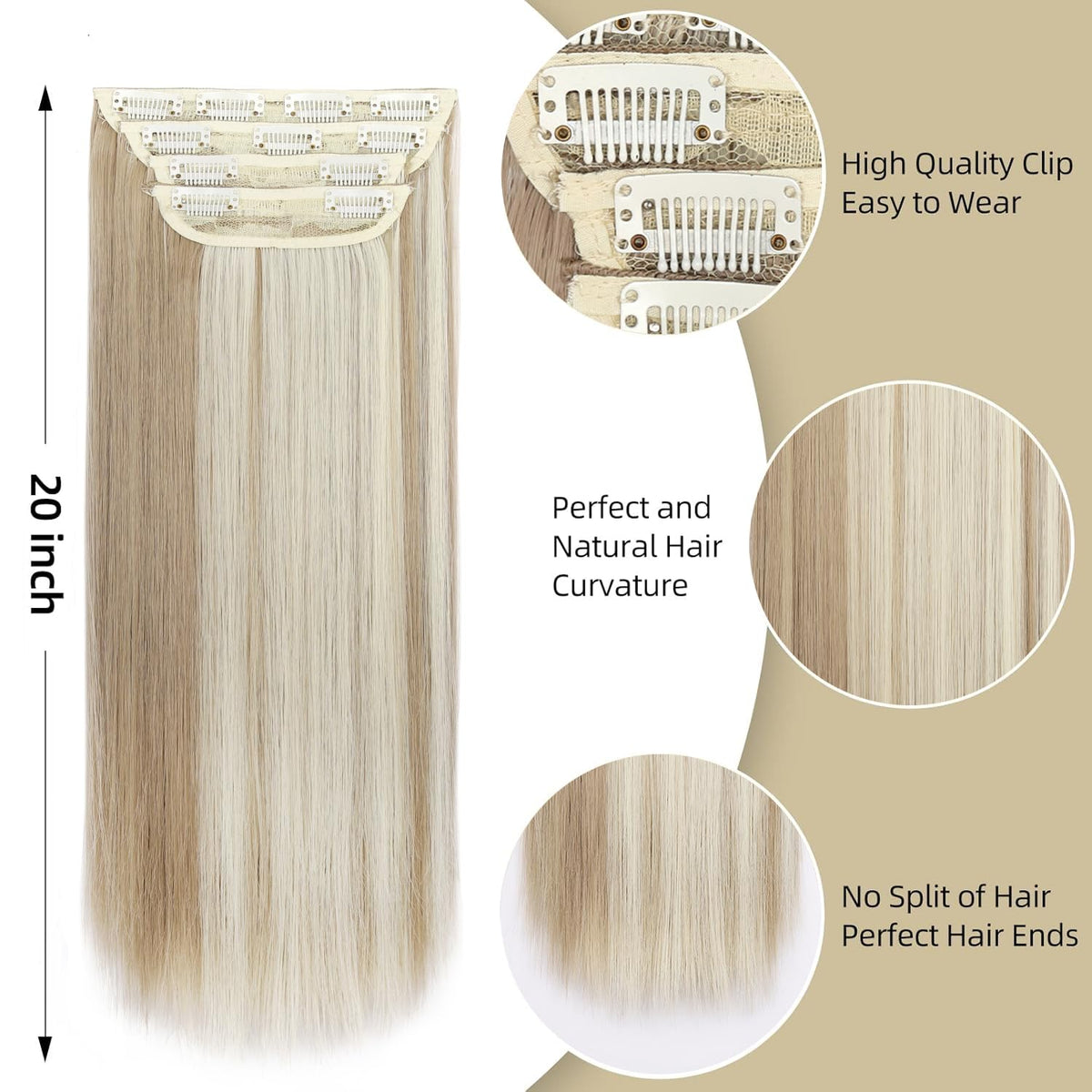 LEEONS 3-clip weft of hair extensions