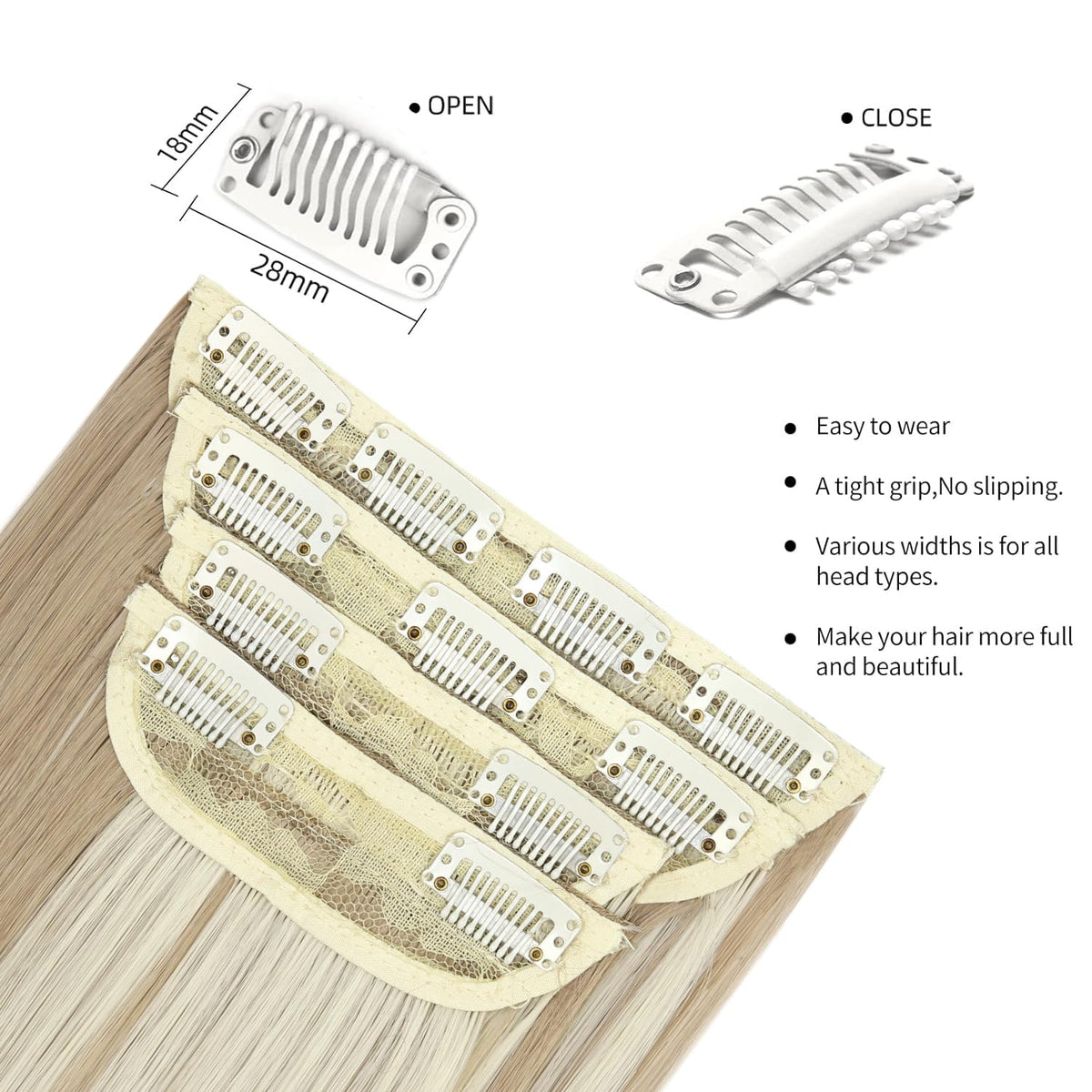 LEEONS 4-clip weft of hair extensions