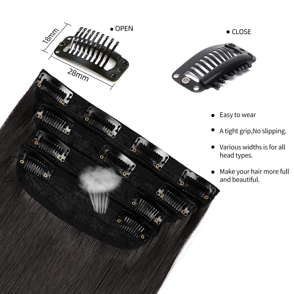 LEEONS Clip-In Extensions styled in hair
