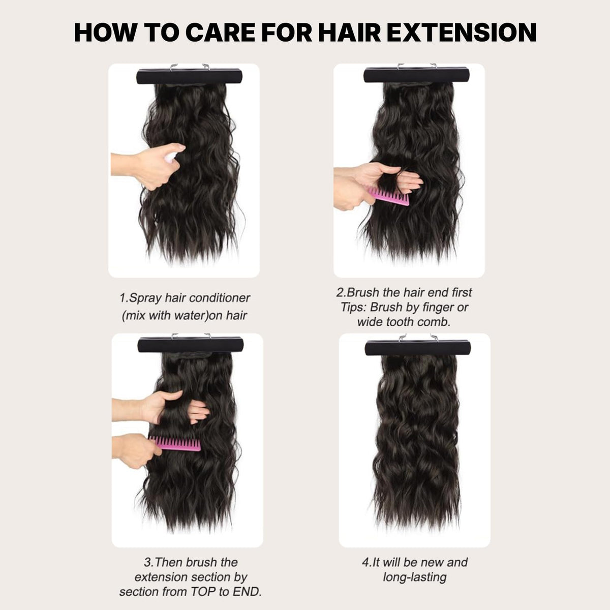 LEEONS Clip in Hair Extensions demonstrated in hair