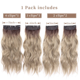 LEEONS clip in hair extensions packaging with detailed features