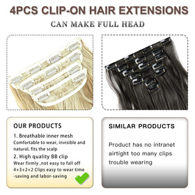 LEEONS Clip in Hair Extensions showing clips