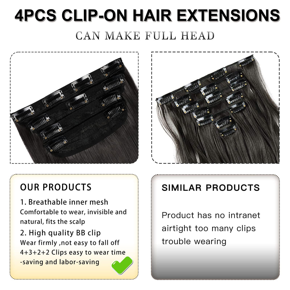 LEEONS Clip-In Hair Extensions showing texture