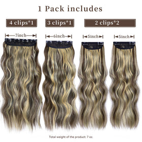 LEEONS Clip in Hair Extensions showing wavy texture