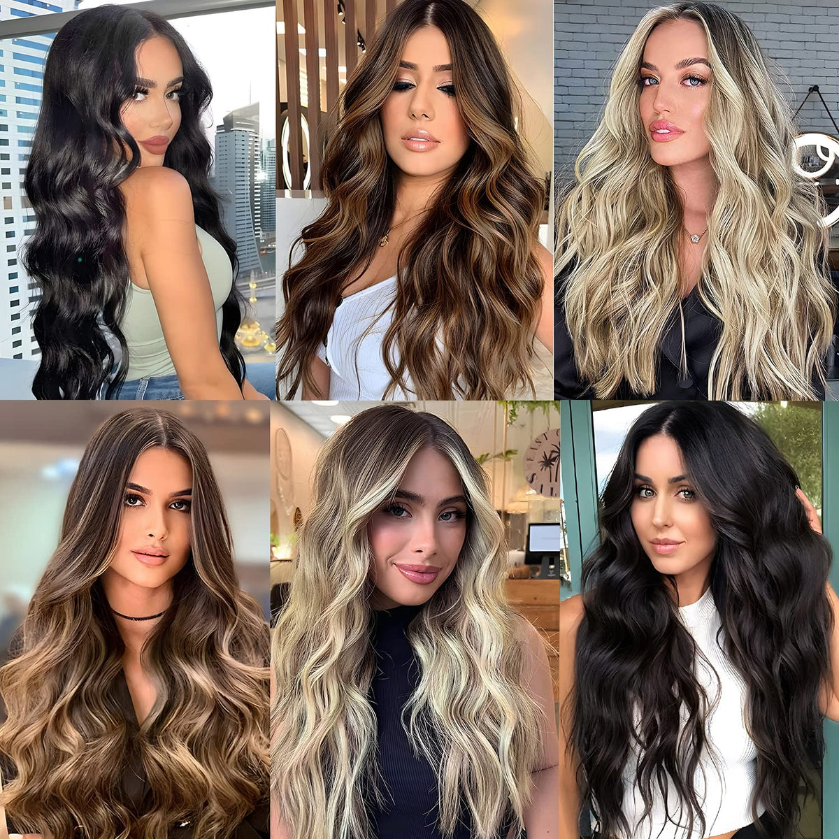 LEEONS Clip in Hair Extensions wavy texture