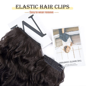 LEEONS Clip in Synthetic Hair Extensions 20 Inch Wavy back view