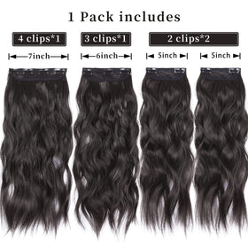 LEEONS Clip in Synthetic Hair Extensions 20 Inch Wavy packaging