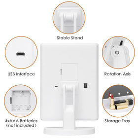 LeeWent Makeup Mirror with USB charging cable and battery compartment