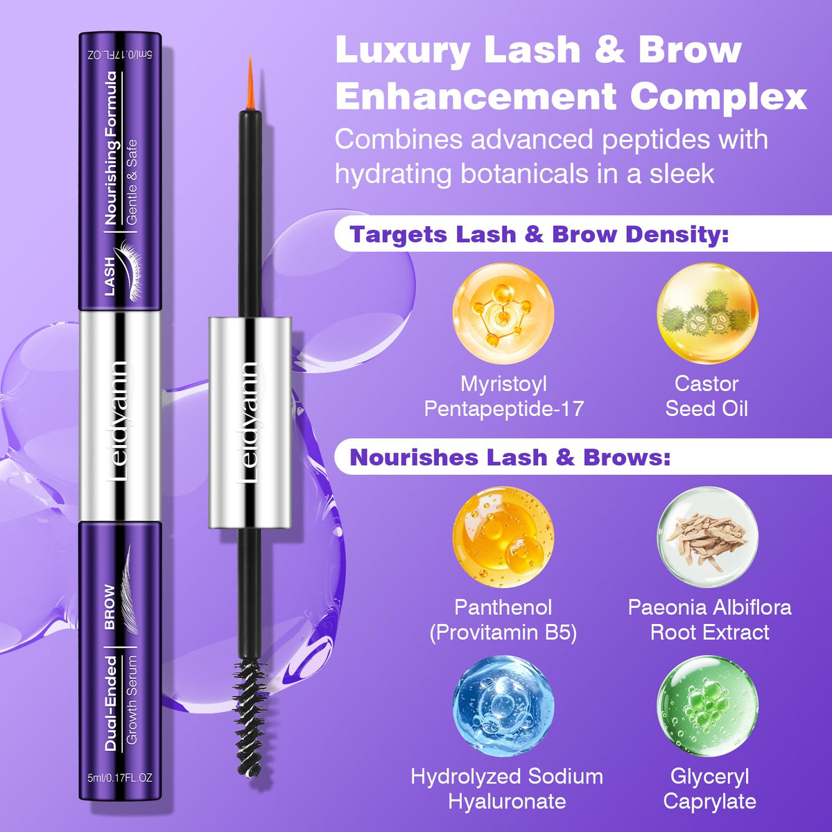 Leidyann Beauty 2-in-1 Lash & Brow Growth Serum dual-ended design